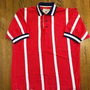 Cutter & Buck Vintage Red White Striped Short Sleeve Polo Size Medium